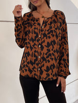 Women's Leopard Print Button-front Long-sleeve Shirt