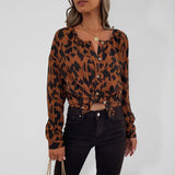 Women's Leopard Print Button-front Long-sleeve Shirt