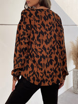 Women's Leopard Print Button-front Long-sleeve Shirt