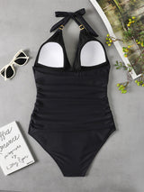 Women's Plunge Halter One-piece Swimsuit