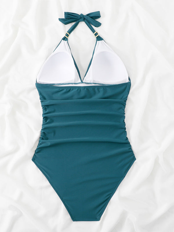 Women's Plunge Halter One-piece Swimsuit