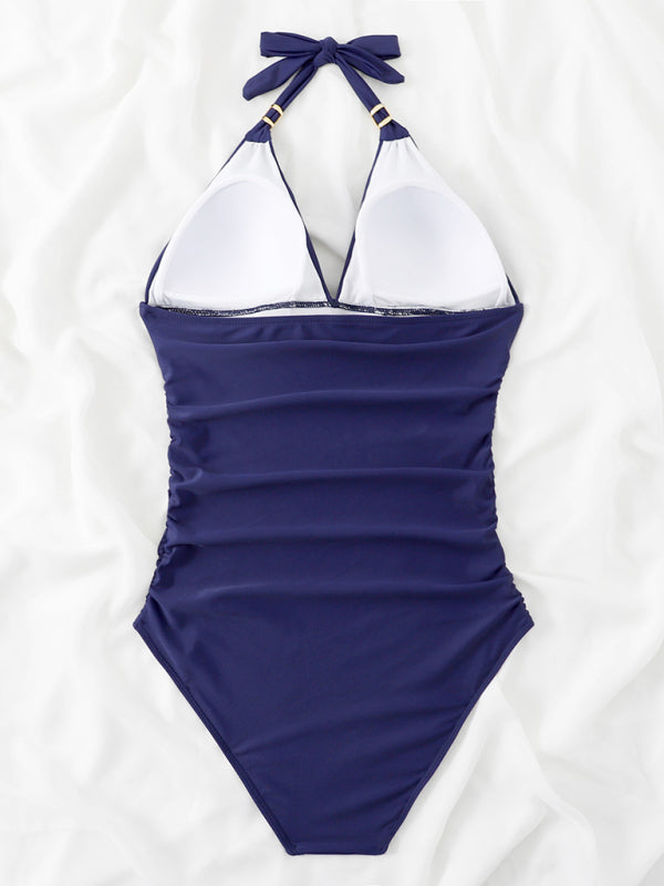 Women's Plunge Halter One-piece Swimsuit
