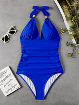 Women's Plunge Halter One-piece Swimsuit