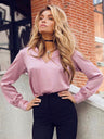 Women's New V Neck Top Long Sleeve Shirt