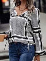 Women's Fashion Balloon Sleeve Printed Shirt