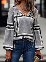 Women's Fashion Balloon Sleeve Printed Shirt