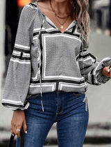 Women's Fashion Balloon Sleeve Printed Shirt