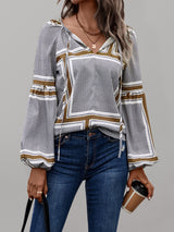 Women's Fashion Balloon Sleeve Printed Shirt