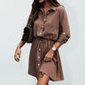 Women's Long Sleeve Button Front Shirtdress In A Solid Color