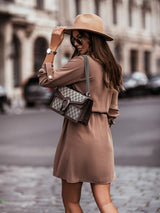 Women's Long Sleeve Button Front Shirtdress In A Solid Color