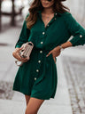 Women's Long Sleeve Button Front Shirtdress In A Solid Color