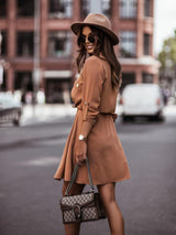 Women's Long Sleeve Button Front Shirtdress In A Solid Color