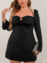 Women's Sexy Pleated Halter Neck Cutout Dress