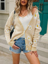 Printed knitted sweater coat sweater cardigan daisy sweater