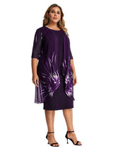 Plus size elegant temperament women's knitted lace cape dress