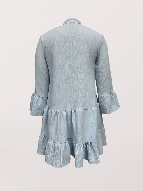 Women's Solid color bell sleeve long sleeve dress