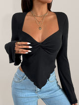 Women's Sweetheart Collar Trumpet Sleeve T-Shirt