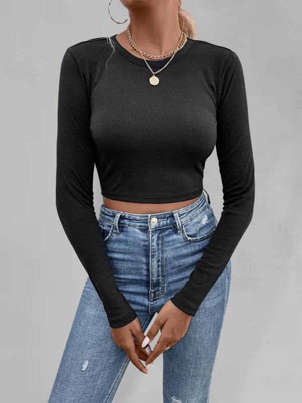 Women's Chic Open Back Knitted T-Shirt