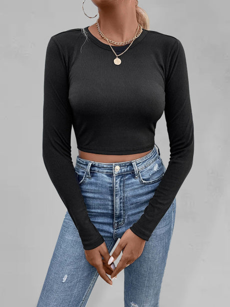 Women's Chic Open Back Knitted T-Shirt