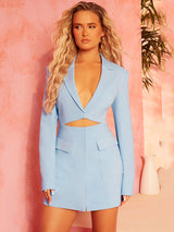 Women's Sexy Fake Two Piece Lapel Long Sleeve Blazer Dress