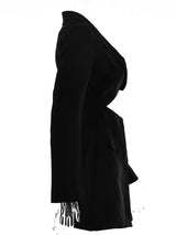 Women's Sexy Fake Two Piece Lapel Long Sleeve Blazer Dress