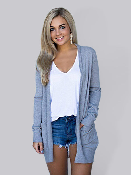 Women's New Tops Long Sleeve Knitted T-Shirt Cardigan