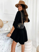 New style pull-sleeve waist shirt long-sleeved solid color dress