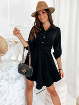 New style pull-sleeve waist shirt long-sleeved solid color dress