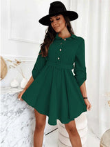 New style pull-sleeve waist shirt long-sleeved solid color dress