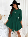New style pull-sleeve waist shirt long-sleeved solid color dress
