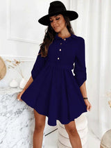 New style pull-sleeve waist shirt long-sleeved solid color dress