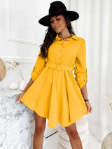 New style pull-sleeve waist shirt long-sleeved solid color dress