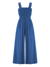Women's Square Neck Casual Slim Pleated Jumpsuit