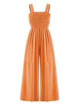 Women's Square Neck Casual Slim Pleated Jumpsuit