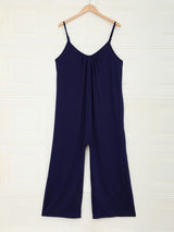Women's casual suspenders jumpsuit loose simple wide-leg jumpsuit