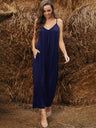 Women's casual suspenders jumpsuit loose simple wide-leg jumpsuit