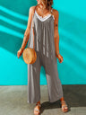 Women's casual suspenders jumpsuit loose simple wide-leg jumpsuit