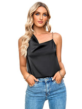 Women's Asymmetric Cowl Neck Sleeveless Top