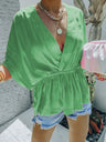 New style cotton V-neck elastic waist casual fashion short-sleeved shirt