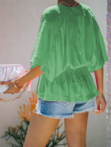 New style cotton V-neck elastic waist casual fashion short-sleeved shirt