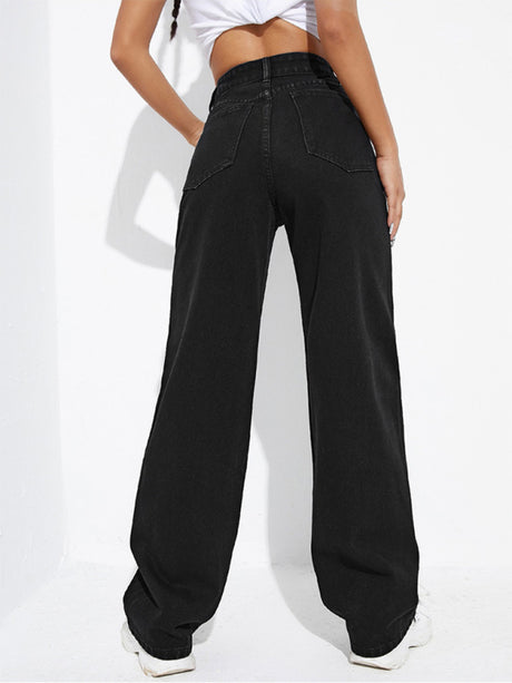 Women's Graffiti Graphics On The Front Wide-leg Silhouette Jeans