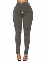 Women's Button Blouse High Waist Ankle Skinny Jeans