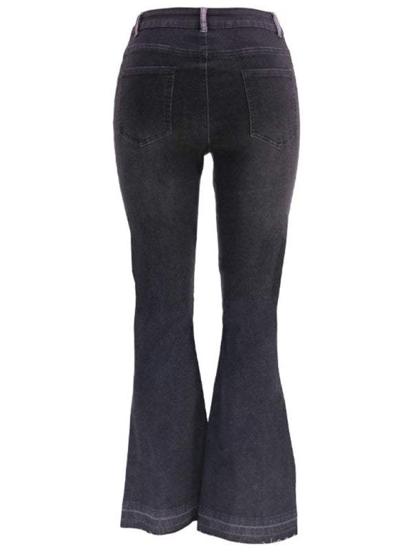 Women's Colorblock High Waist Flared Jeans
