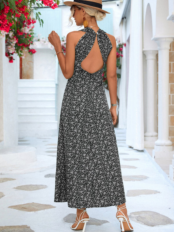 Women's Ditsy-floral V-neck Sleeveless Printed Dress