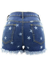 Women's All Over Star Print Denim Shorts
