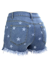 Women's All Over Star Print Denim Shorts