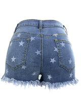 Women's All Over Star Print Denim Shorts