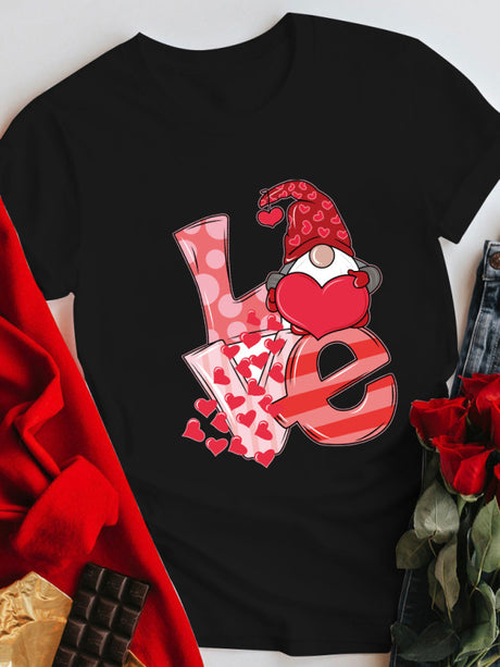 Women's Plus Size Graphic Print Love Short Sleeve T-shirt