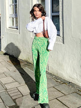 Women's Elastic Waistband Semi Flared Swirl Print Pants