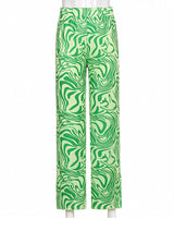 Women's Elastic Waistband Semi Flared Swirl Print Pants